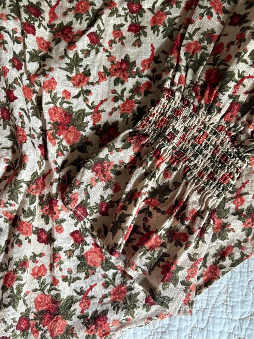 Free People Floral Puff-Sleeve Blouse medium - Picture 9 of 11
